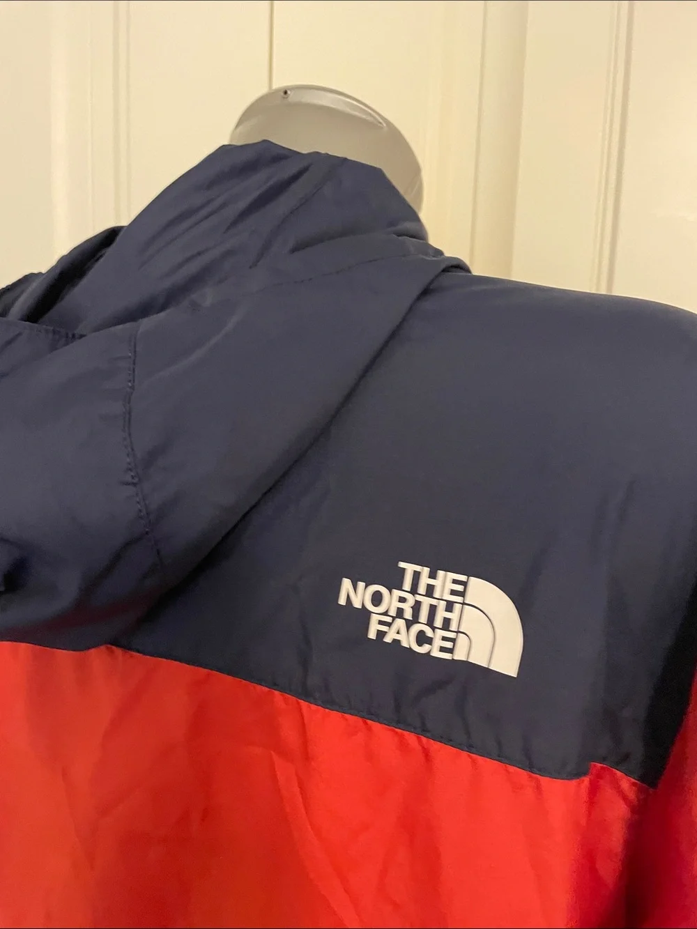 The North Face Red and Navy Hooded Windbreaker Jacket